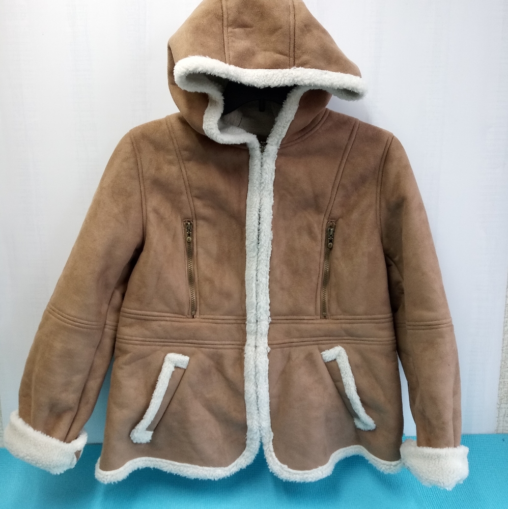 Details Women's Winter Faux Fur Hooded Sherpa Lined Jacket - L - Picture 1 of 8